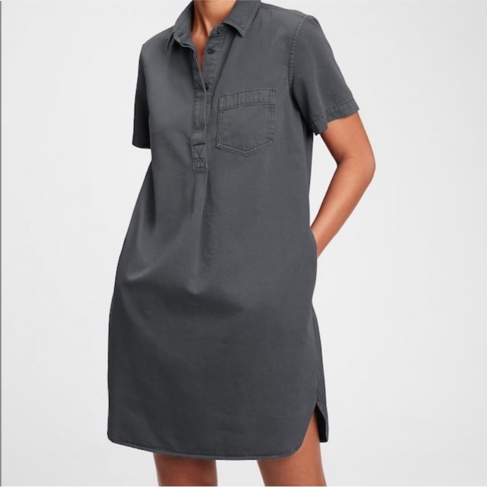 Gap Shirt Sleeve Utility Popover Cotton Blend Dress Capsule Minimalist Small